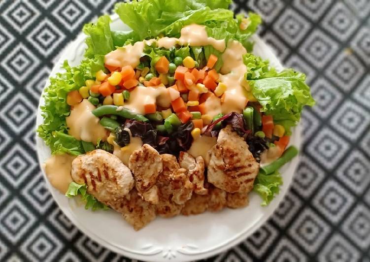 Resep Ayam Panggang Teflon Dan Salad Sayur, Enak Banget