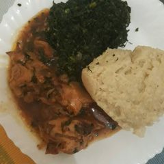A picture of Chicken with veggies.