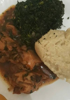 A picture of Chicken with veggies.