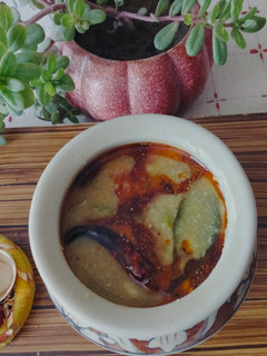 A picture of #OSR#Onam special Varutharacha sambar.