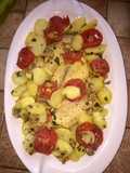 Tilapia con patatas y champiñones