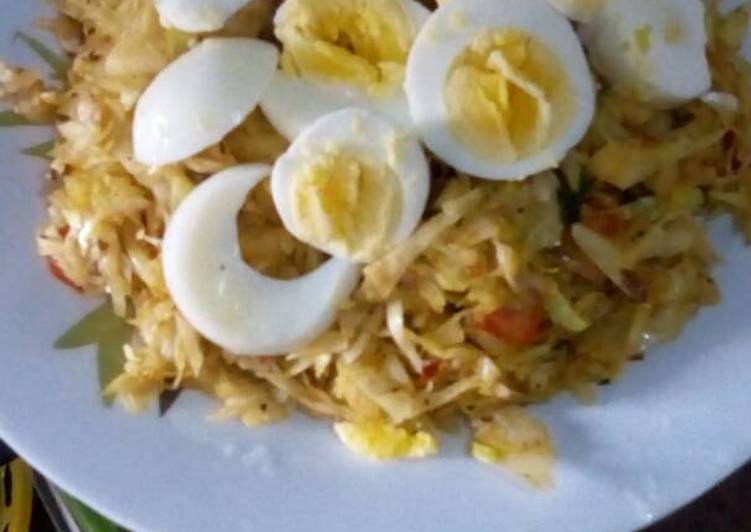 Fried Cabbage with boiled eggs