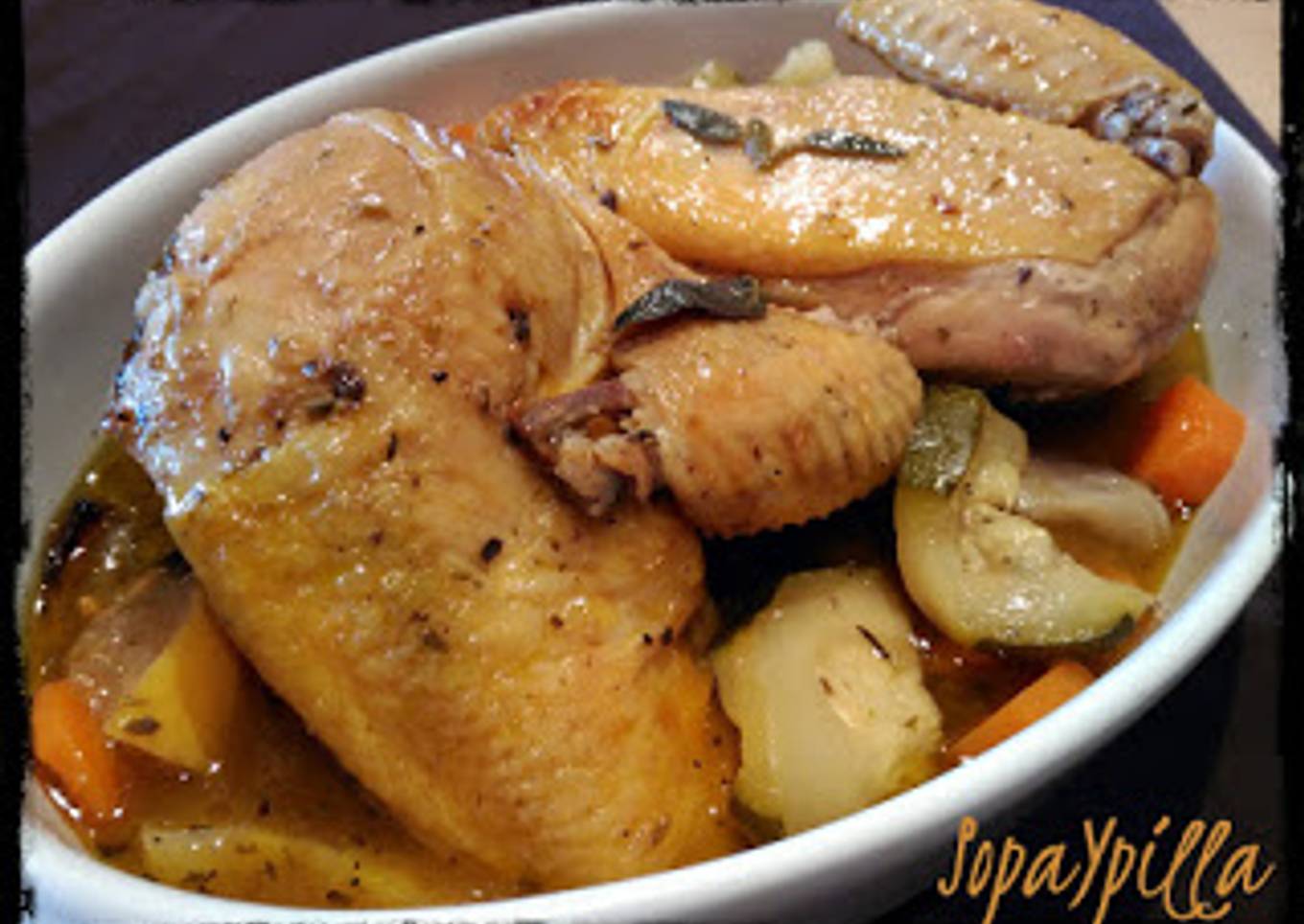 Pollo con verduras en bolsa de asar