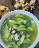 Canh gà cải thìa nấm