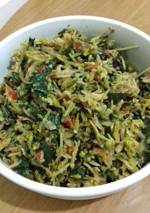 Foto resep Tumis Bunga Pepaya Daun singkong Teri