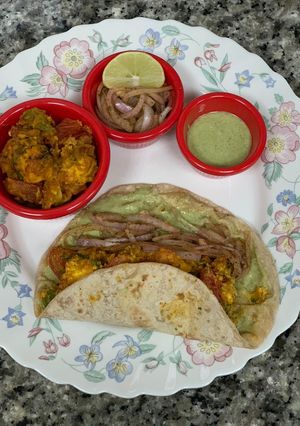 A picture of Paneer Tikka Tortilla wrap.