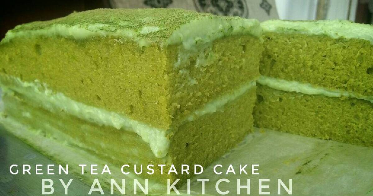 Resep Green tea custard cake oleh falen ann Cookpad