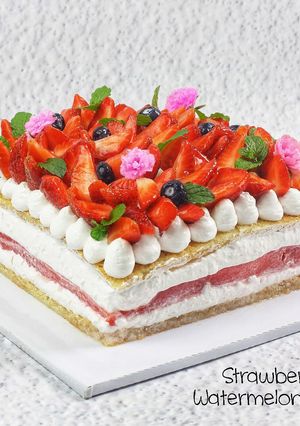 Foto resep Strawberry Watermelon Cake