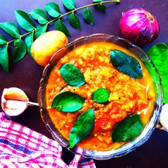 A picture of Brinjal Potato Gravy (Eggplant thogayal).