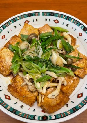 蒜苗香菇燒豆腐 的食譜成品照片