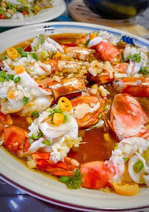 รูปของ กุ้งนึ่งกระเทียมโทน