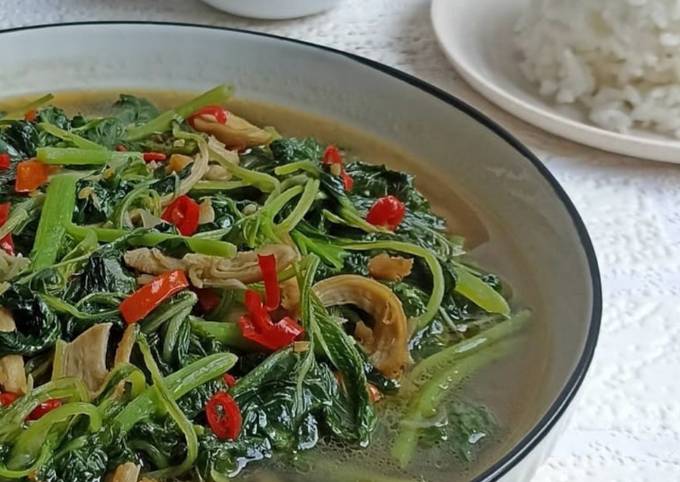 Resep Tumis Bayam Ayam Suir Oleh Wulandari Cookpad