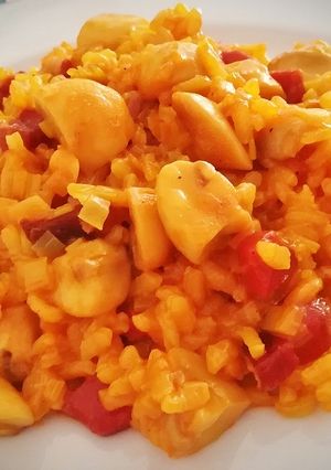 Una foto de Arroz con Champiñones y Jamón