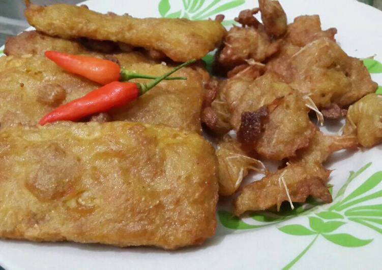 Tempe goreng campur udang