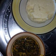 A picture of Bitter leaf soup.