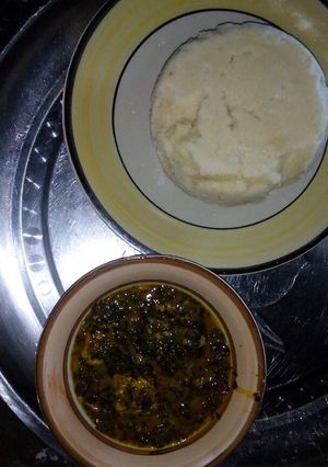 A picture of Bitter leaf soup.