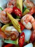 กุ้งผัดยอดข้าวโพดอ่อน