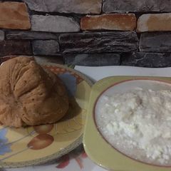 A picture of Moi moi and garri.