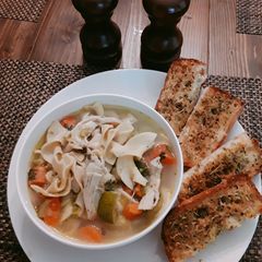 A picture of Chicken noodle soup.