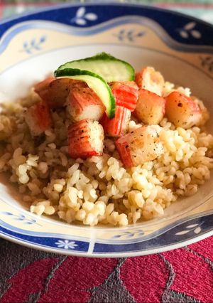 Pirított rákrudak bulgurral recept fotója