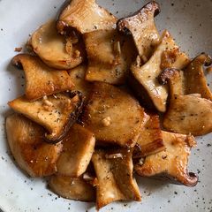 A picture of Sautéed King Oyster Mushrooms with Butter, Garlic & Soy Sauce.