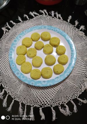 A picture of Kesar Milk Peda.