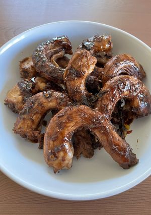 A picture of Balsamic vinegar chicken necks -cook every part.