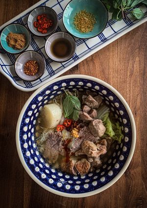 A picture of Pho [Beef Noodle Soup].
