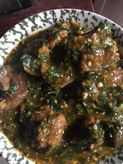 A picture of Okro soup with ugu.