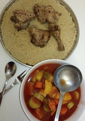A picture of Couscous with Chicken and Vegetables.
