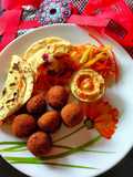Pita bread with falafel hummus sandwich