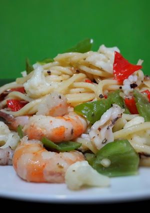 Gambar Seafood aglio olio spaghetti