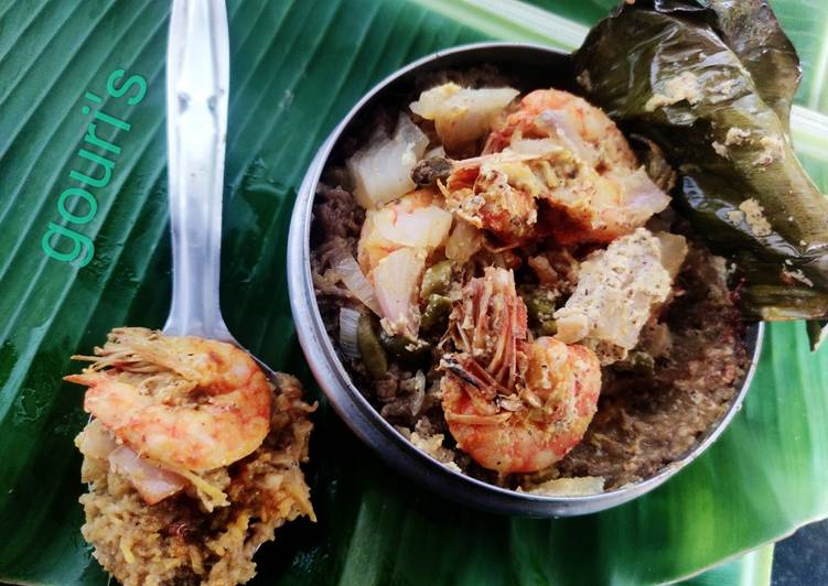 Recipe of Ultimate Steamed yam with prawn Ol chingri bhapa