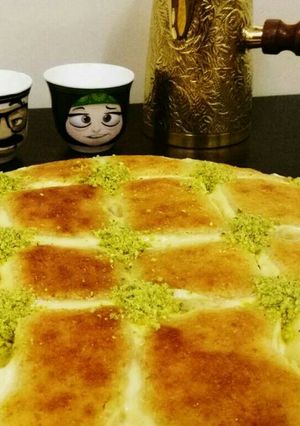 صورة لوصفة بسبوسة الكروهات بالقشطة