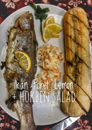 Foto resep Ikan Forel Lemon + Coleslaw (Hokben) Salad
