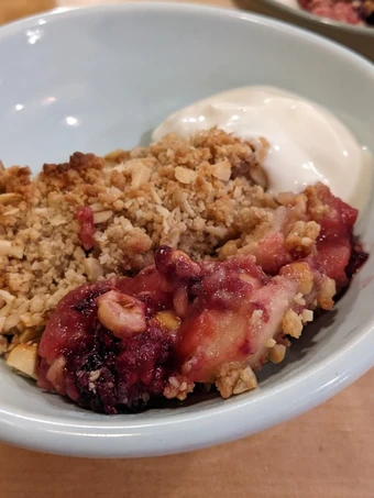 Easy Steps to Make Keep-warm apple + blackberry crumble w/ hazelnut top which Delicious