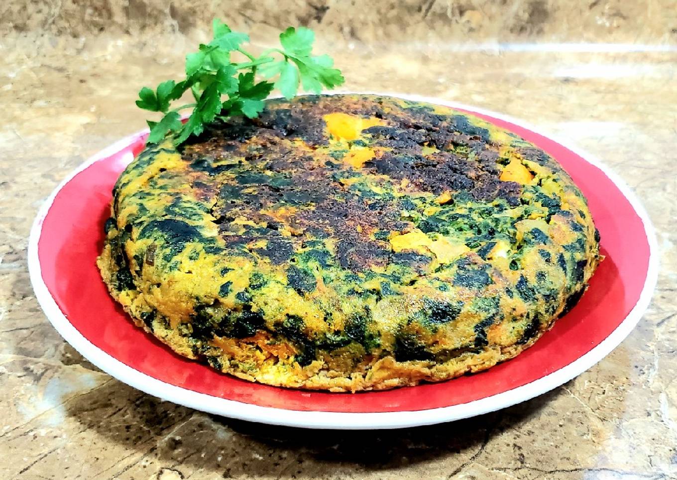 Tortilla de espinacas y calabaza