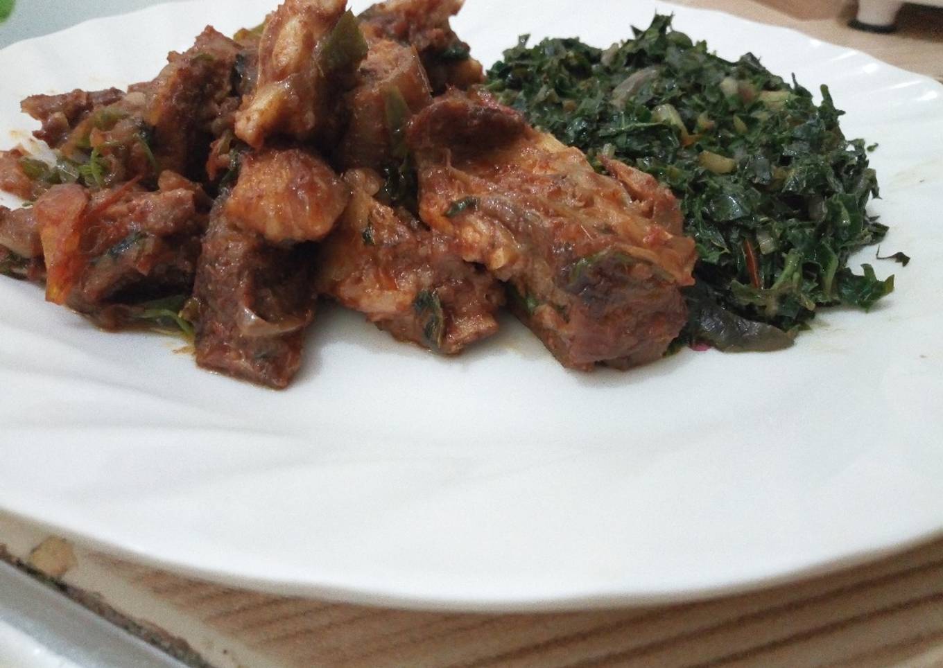 Spicy Goat Ribs And Traditional Vegetables