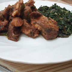 A picture of Spicy Goat Ribs And Traditional Vegetables.