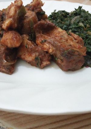 A picture of Spicy Goat Ribs And Traditional Vegetables.