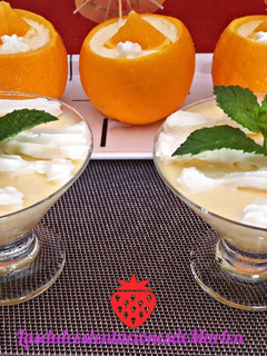 Una foto de Mousse de melón y naranja