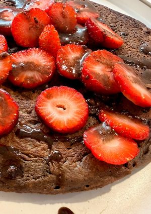 Φωτογραφία της συνταγής Pan cake φράουλα-σοκολάτα. (Ηhigh protein, gluten free, vegetarian)