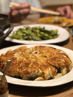 A picture of GYOZA(pan-fried dumplings).
