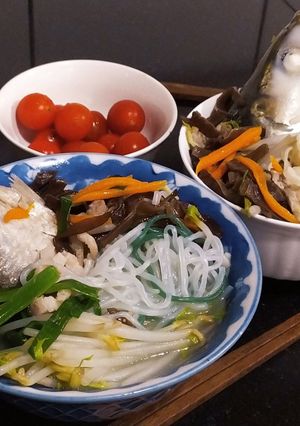 虱目魚頭麵和虱目魚尾蒟蒻 的食譜成品照片