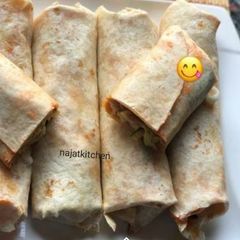 A picture of Mince And cheese tortilla wrap.