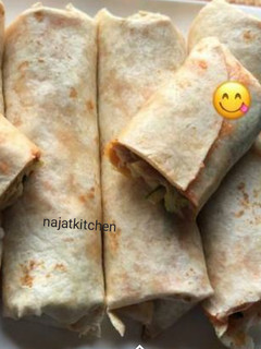 A picture of Mince And cheese tortilla wrap.