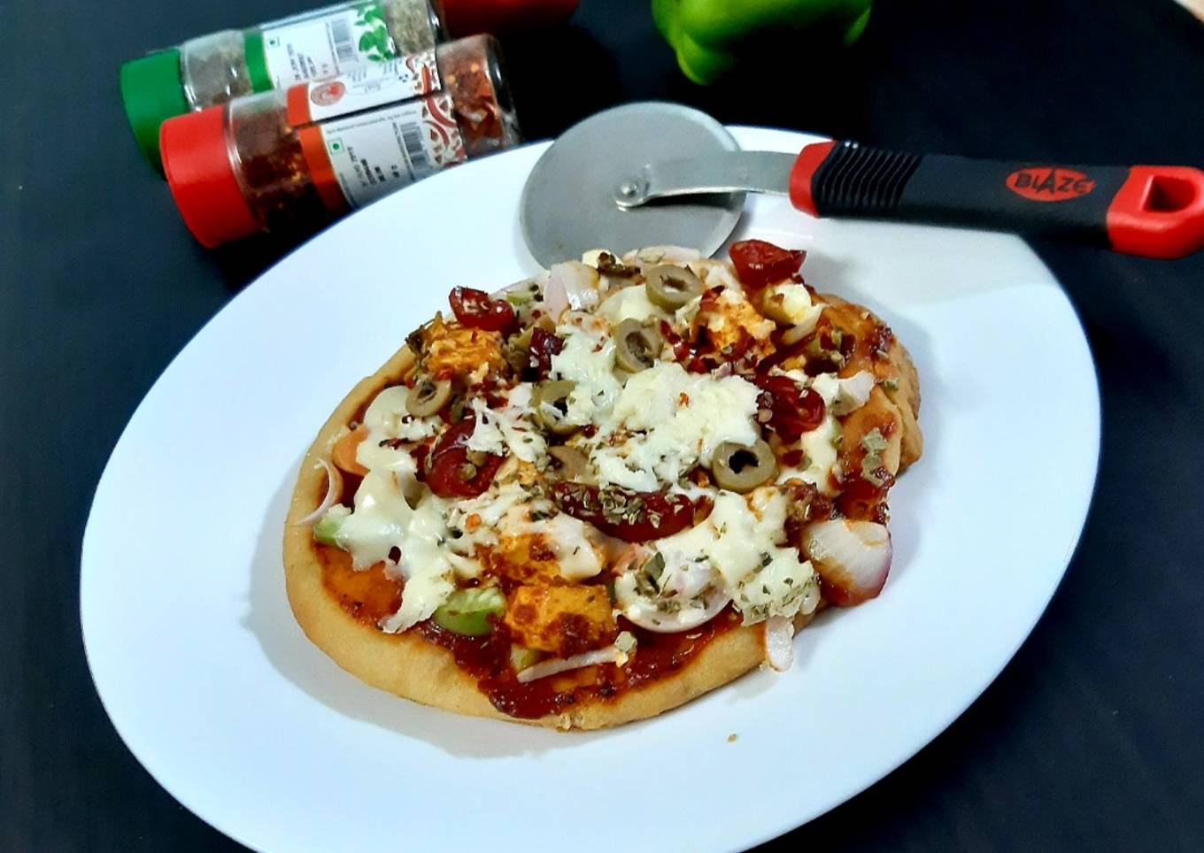 No Oven Baking paneer pizza