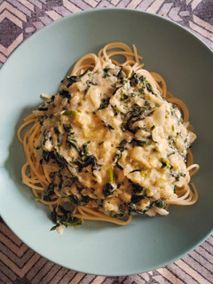 Una foto de Spaghetti con espinacas