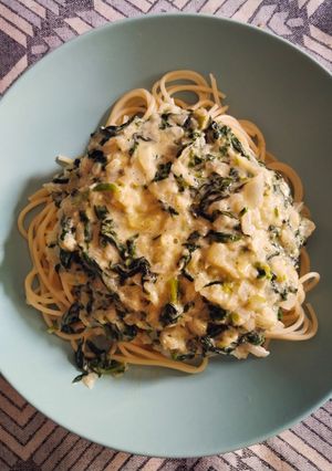 Una foto de Spaghetti con espinacas