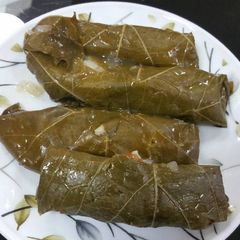 A picture of Stuffed Grape Leaves with Rice and Meat.